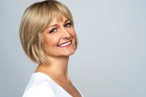 Blonde Middle Aged Woman Smiling