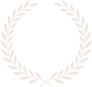 Laurel wreath border in beige creating circular frame on white background