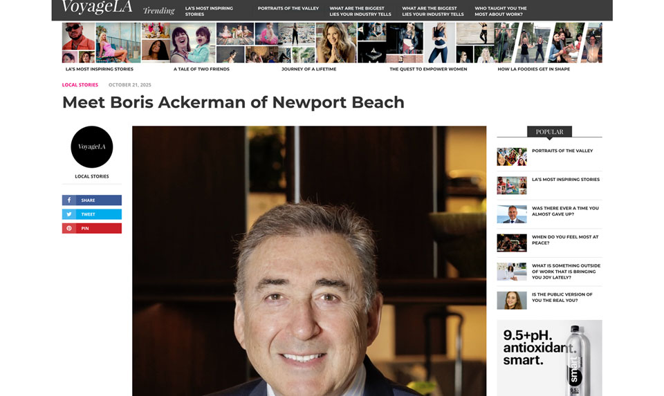 Boris Ackerman featured in media article with professional headshot and social sharing options